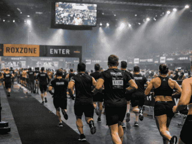 Racers at the start of their HYROX race